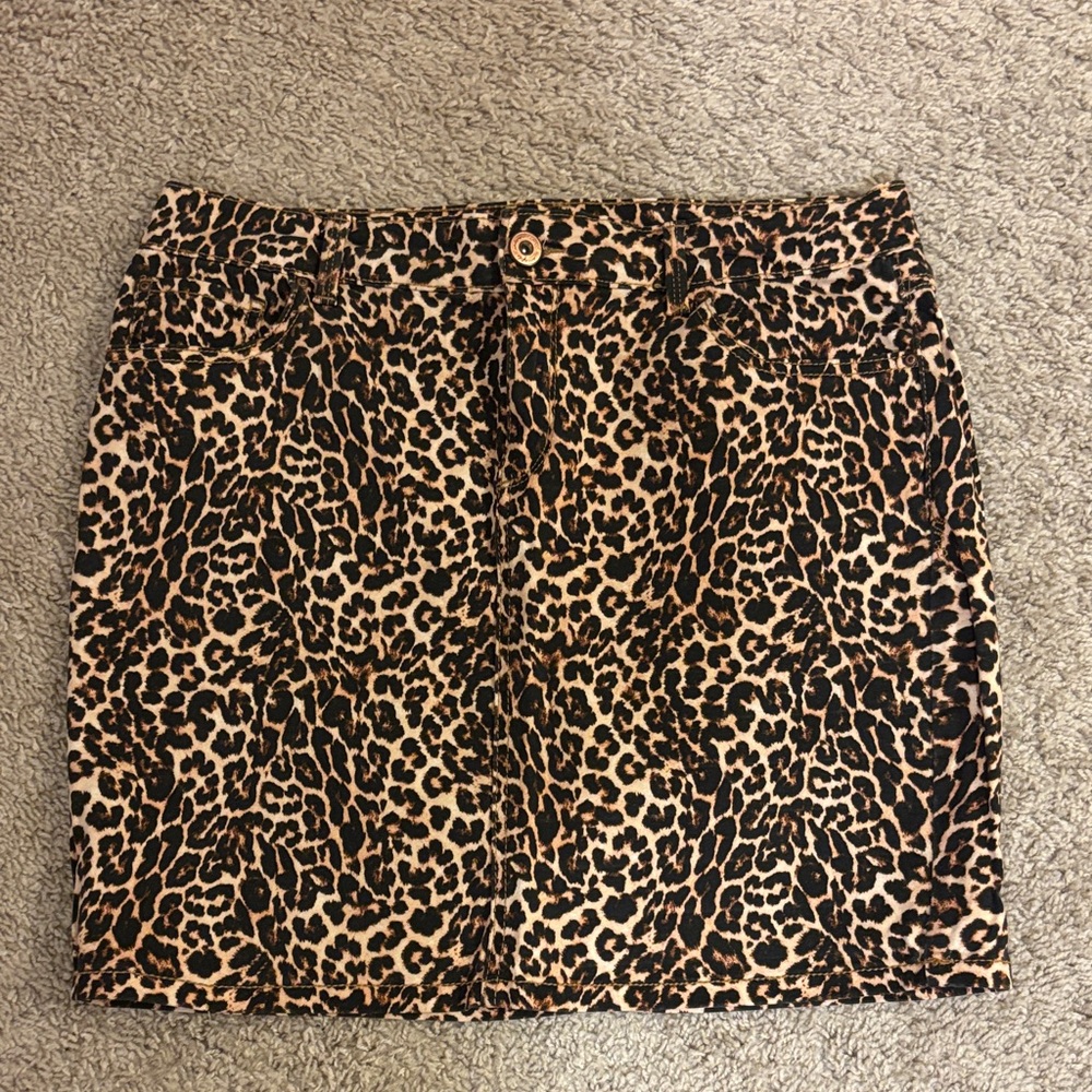INC Leopard-Print Skirt in Tan & Black with stretch